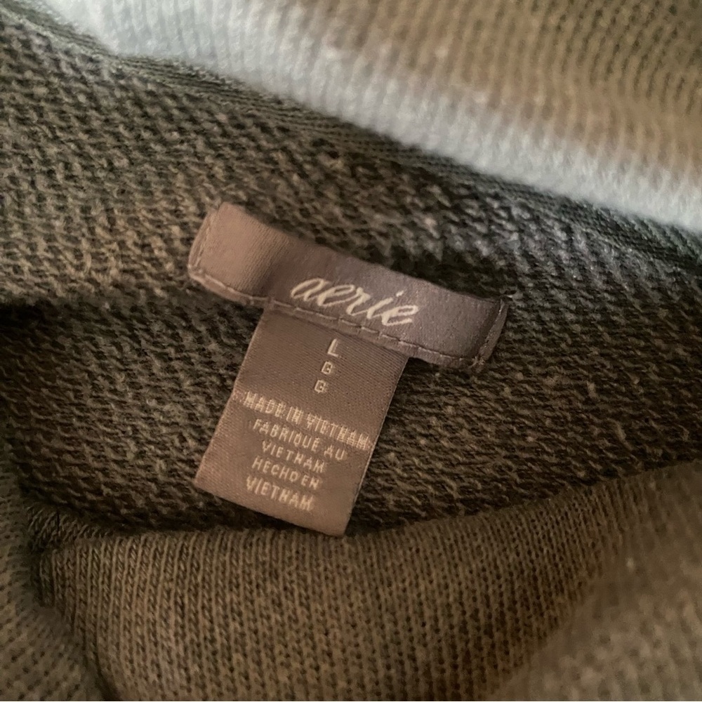 Aerie Large Cotton Terry Oversized Mock Neck Sweater Green Sage - Picture 3 of 6